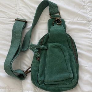 Free People Suede Hudson Teal Sling / Crossbody Bag